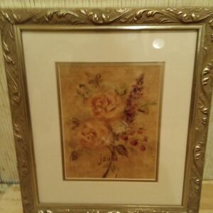 Floral Art Print in Ornate Gold Frame
